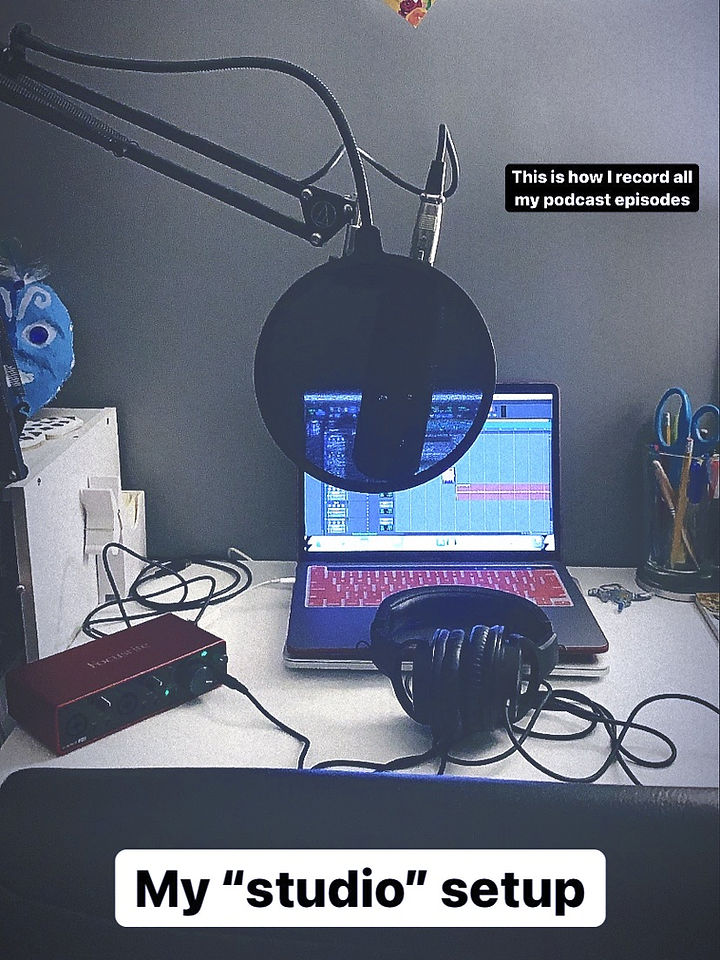 Recording equipment on an office desk